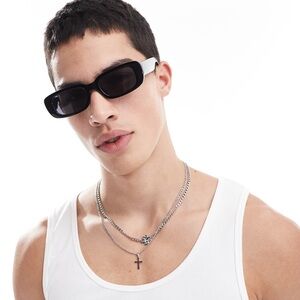 ASOS AJ Morgan Black thick square frame 90s rectangular sunglasses